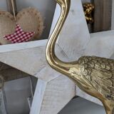 Vintage heron in gilded and solid brass