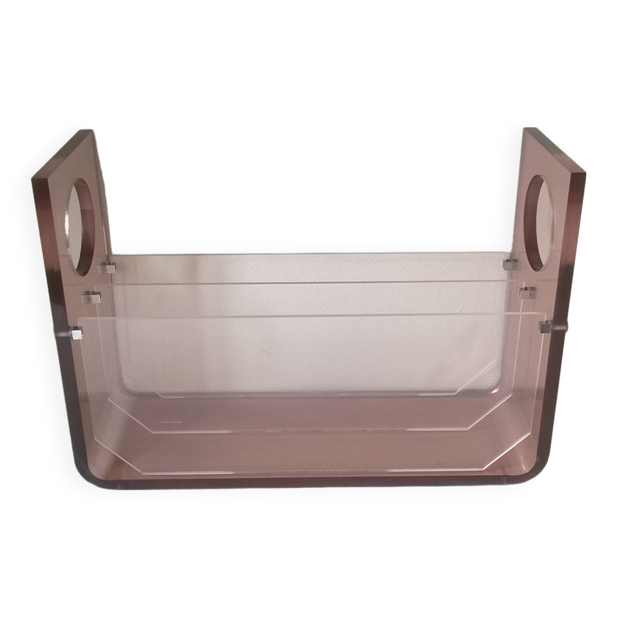 Vintage plexiglass magazine rack - attributed to Michel Dumas