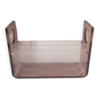Vintage plexiglass magazine rack - attributed to Michel Dumas