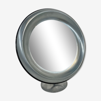 Brushed steel table mirror by Missaglia Italy 1970s 44x45cm