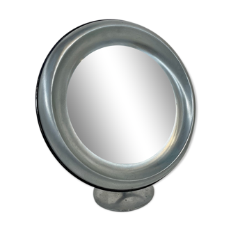 Brushed steel table mirror by Missaglia Italy 1970s 44x45cm