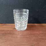 6 small vintage textured clear glasses