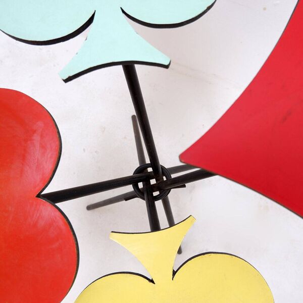 Table d'appoint trèfle, pique, coeur, carreau, Italie 1960