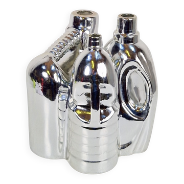 Vases en céramique argentée et bouteilles de nettoyage de Pols Potten, années 1990, ensemble de 3