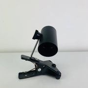 3 clip-on spotlights, black metal, 1960s, vintage