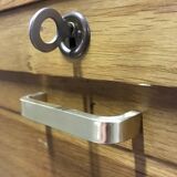 Vintage curtain-shaped binder in light honey-coloured oak