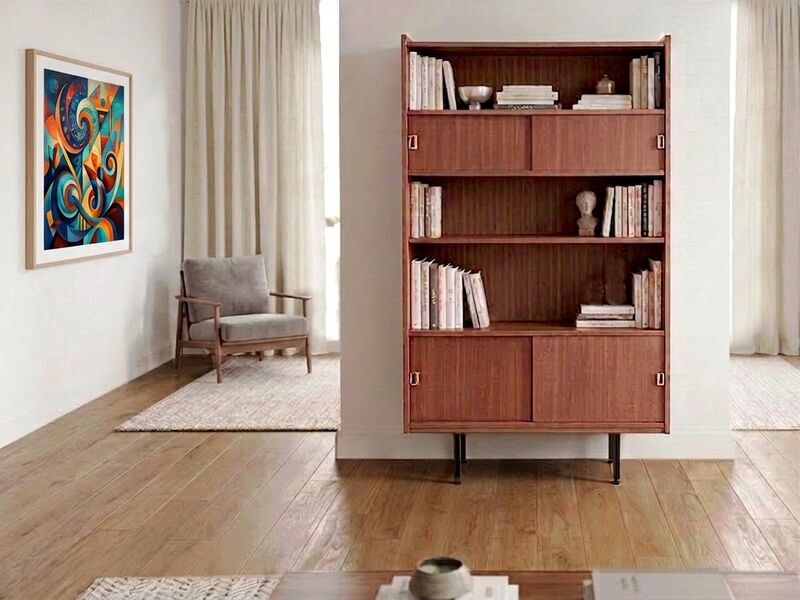 Vintage modernist bookshelf from the 1950s.