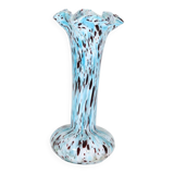BLUE AND BROWN SPECKLED CLICHY GLASS VASE