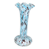 VASE EN VERRE DE CLICHY MOUCHETÉ BLEU ET MARRON
