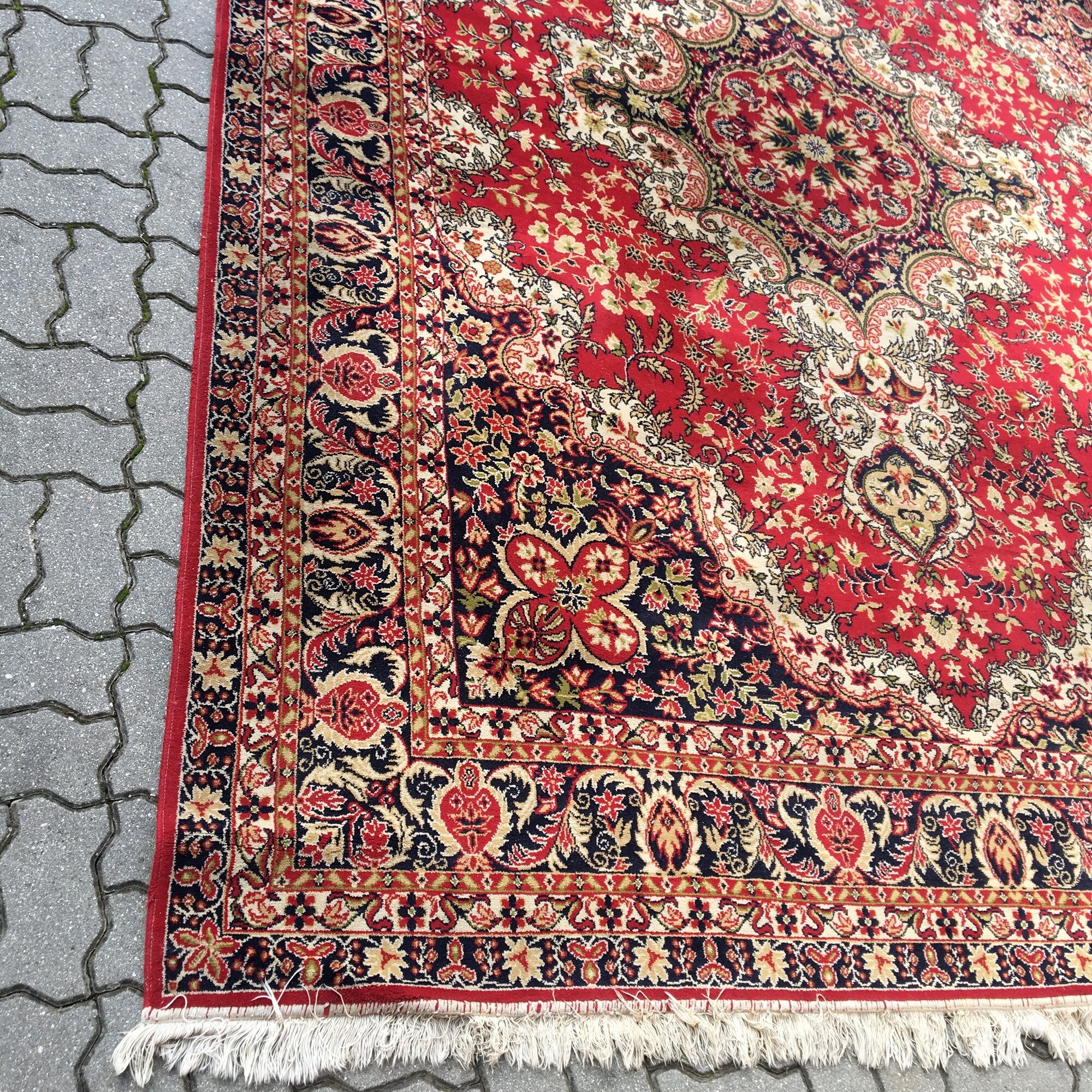 Vintage rug carpet 70s mid century Czechoslovakia red 253cm x 350cm