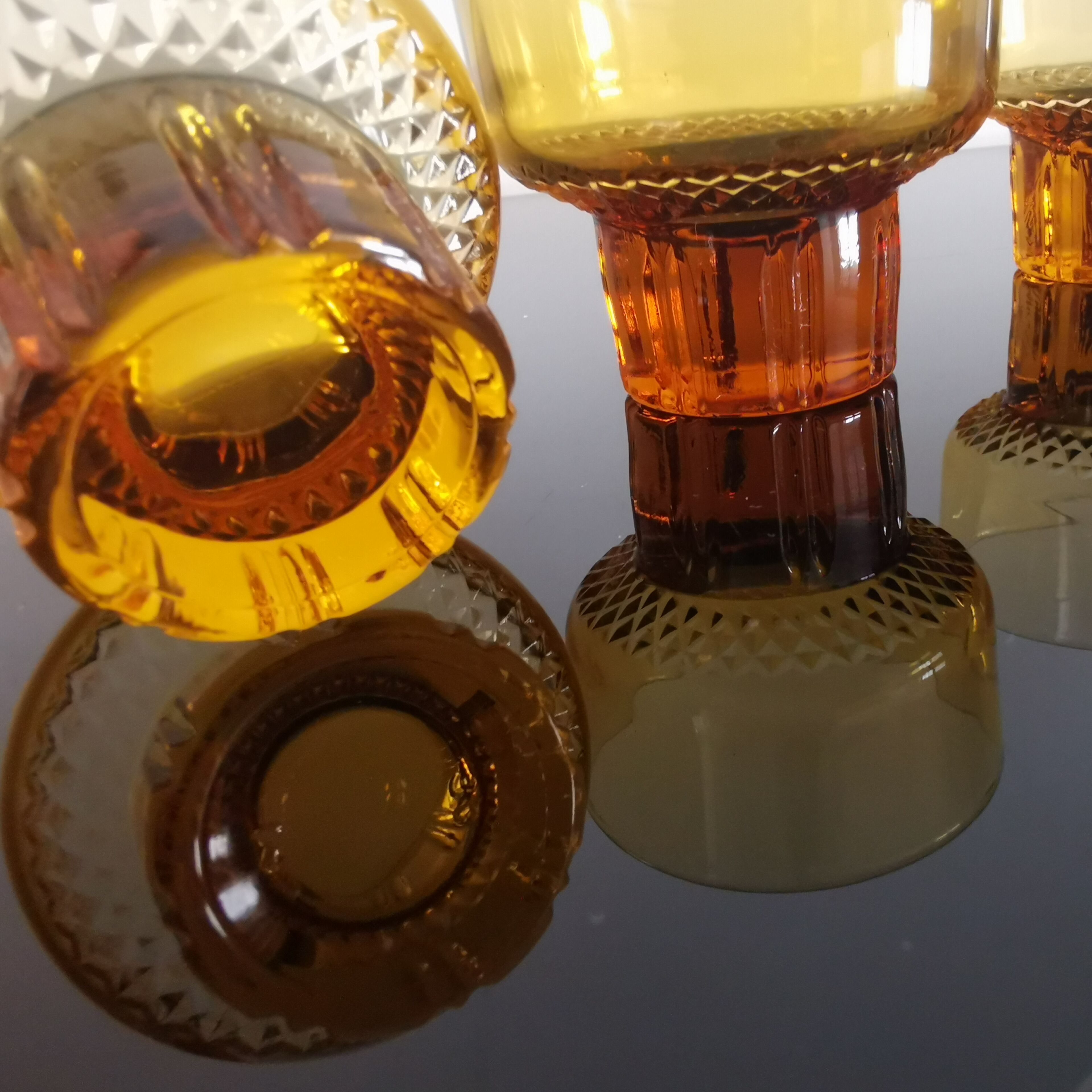 Vintage amber orange Italian espresso cups
