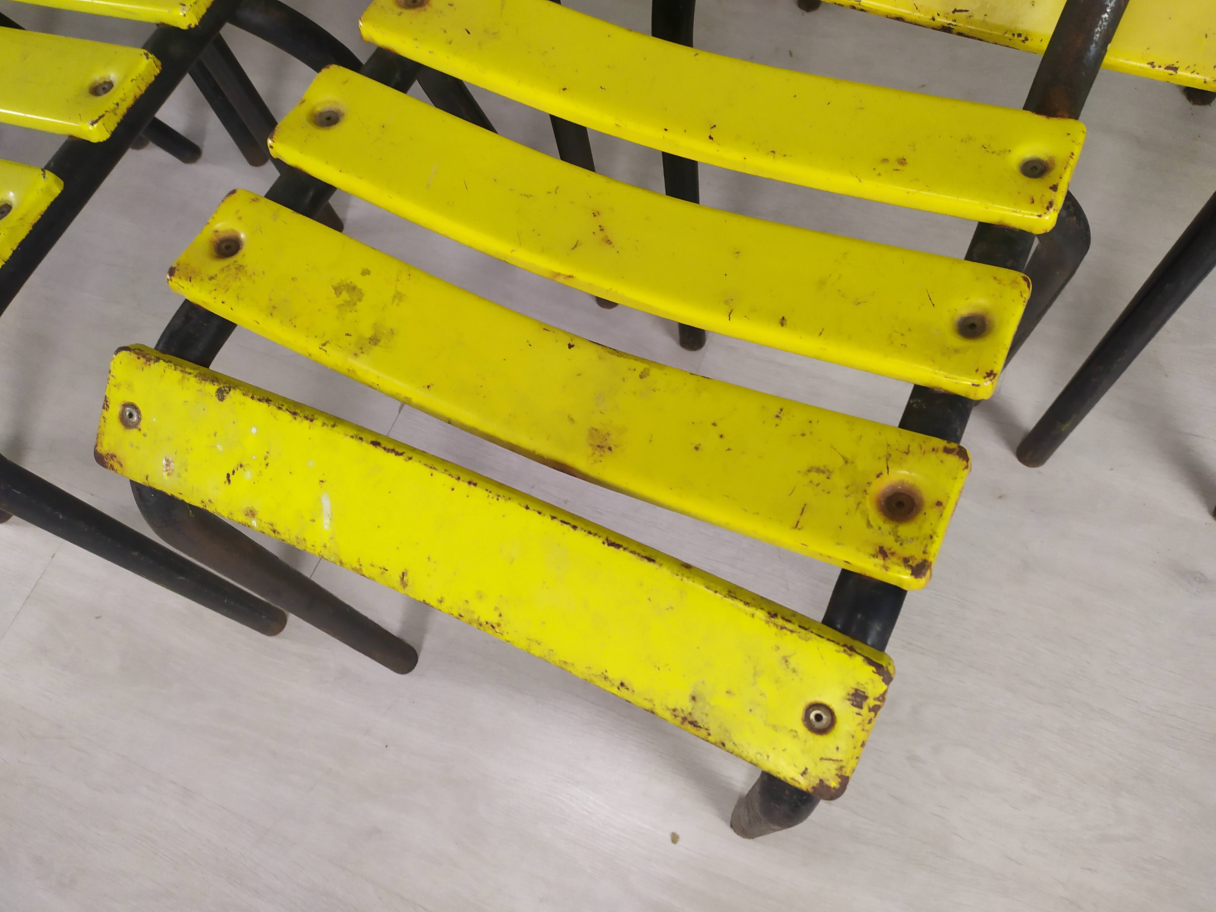 18 yellow metal bistro chairs