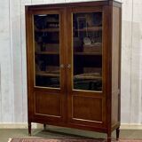 Louis XVI style bookcase in mahogany and marble top from the 70s