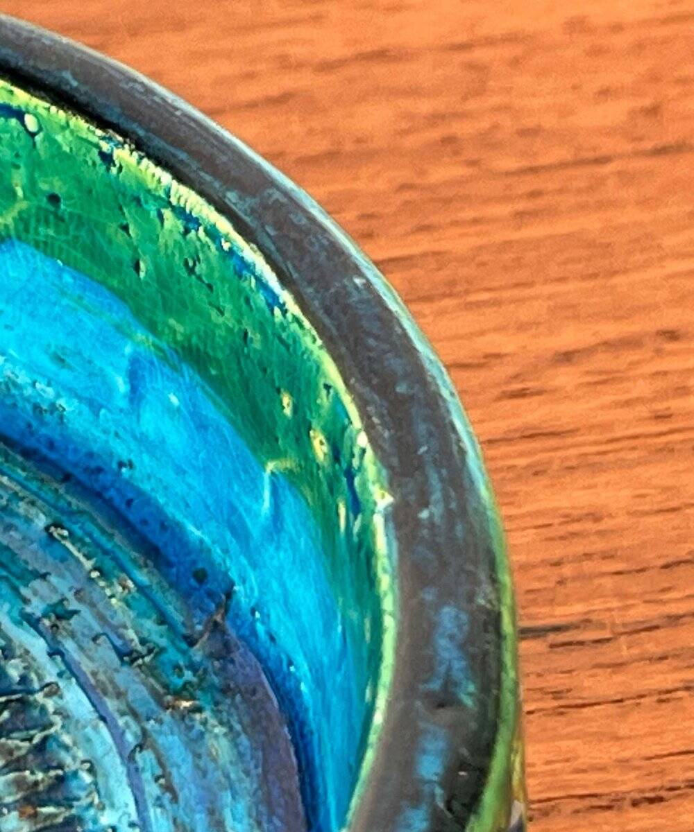 Mid-Century Modern Rimini Blu Pottery Candleholder by Aldo Londi for Bitossi, Italy, 1960s