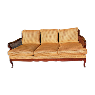 Sofa in caning style English Chippendale, mustard / Regency style