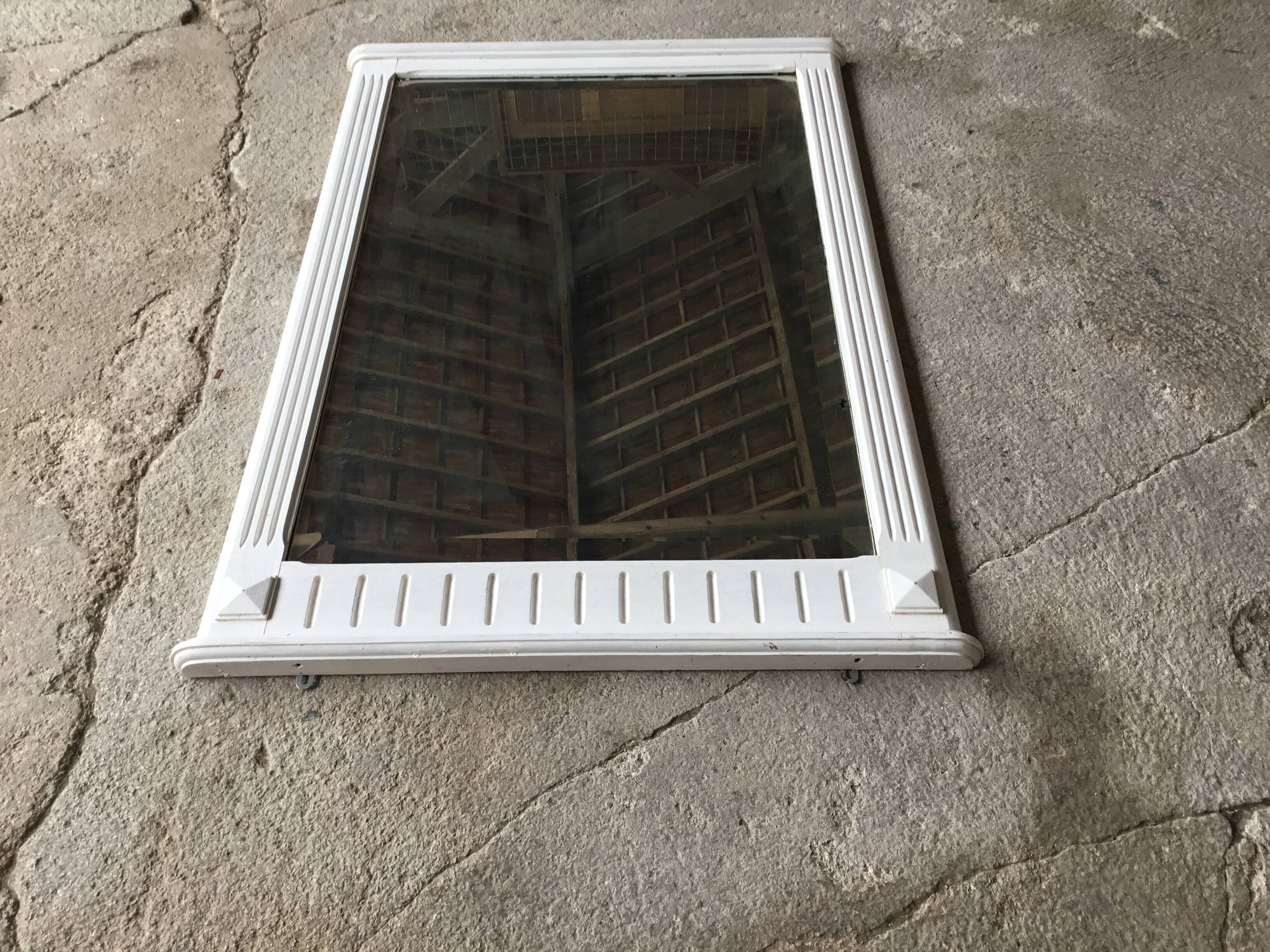 Mid-20th century white wooden fireplace trumeau