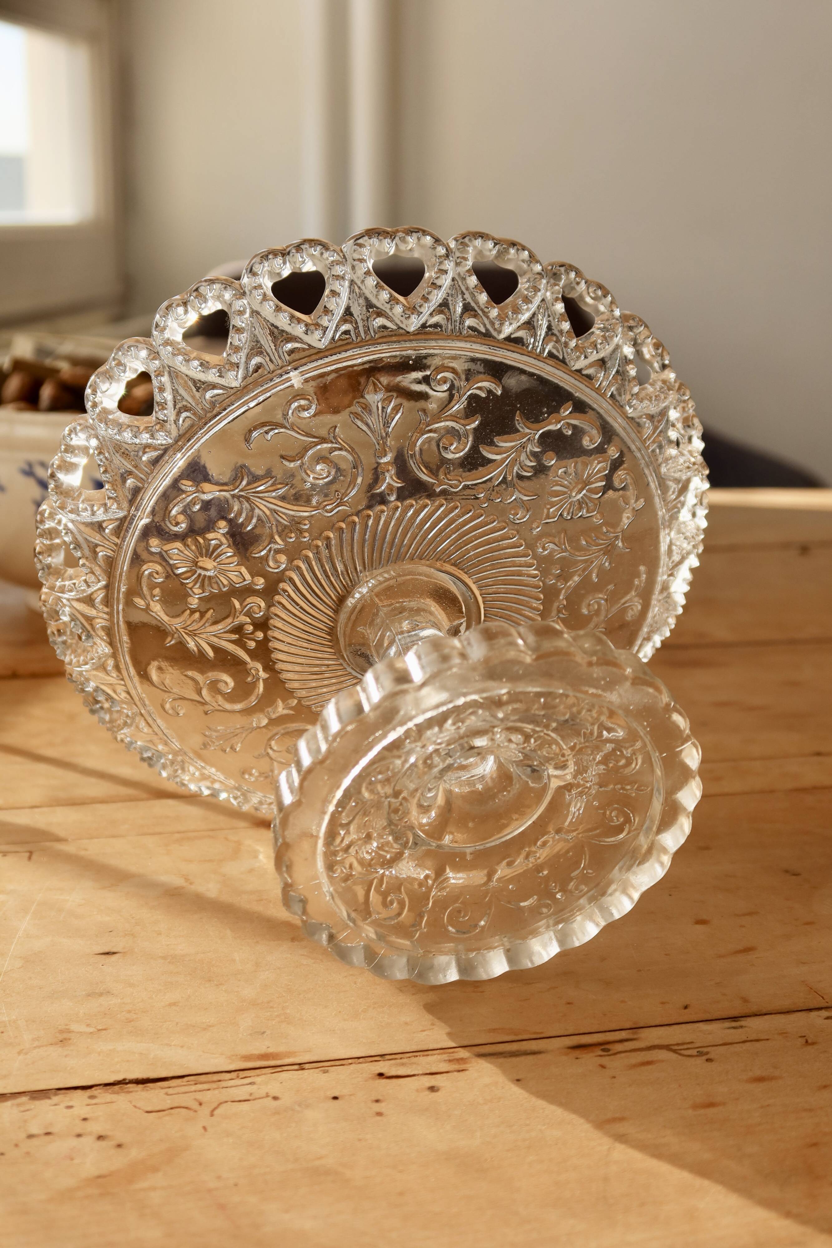 Vintage molded glass compote dish