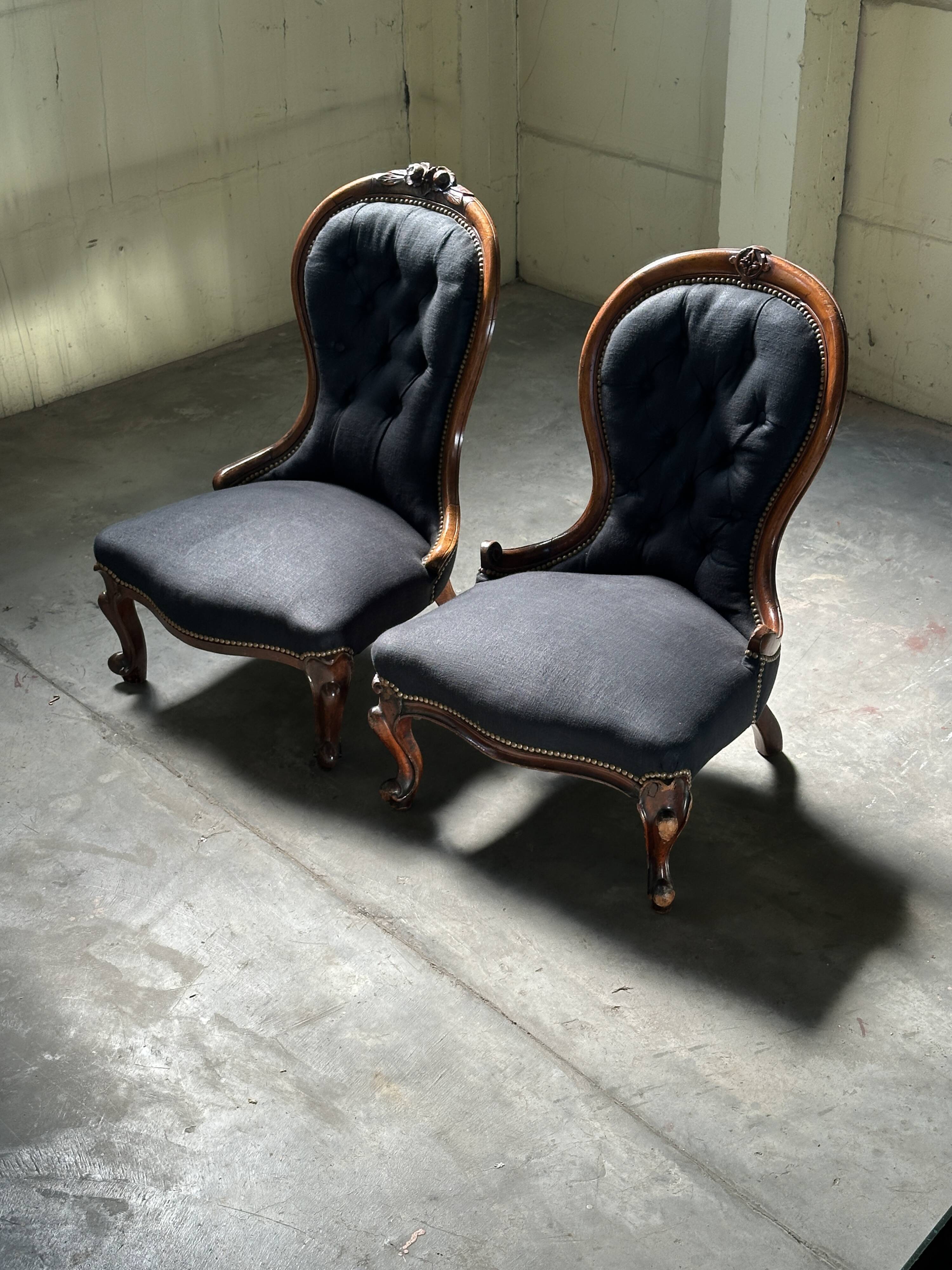 19th century Louis Philippe low chairs