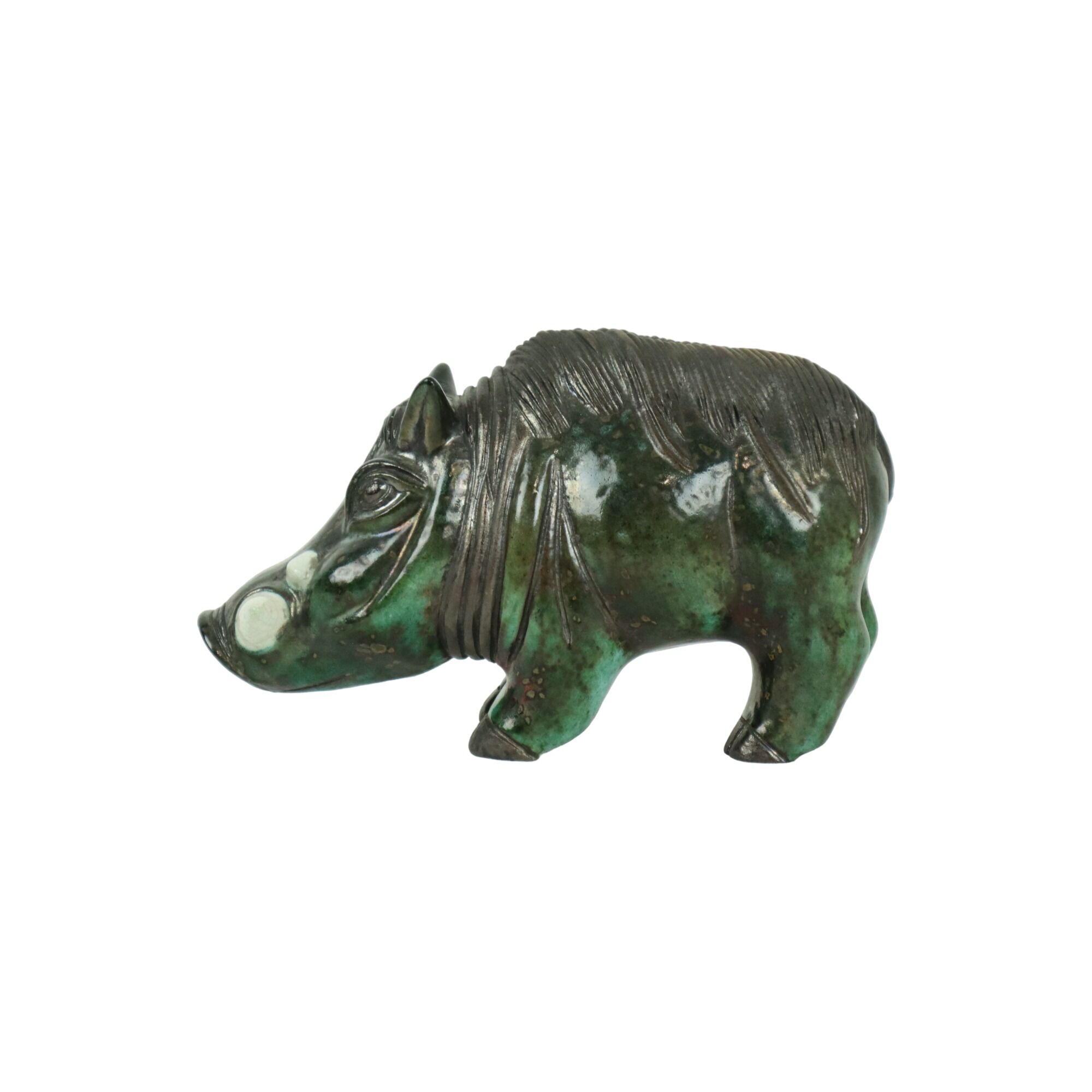 Warthog warthog statue sculpture ceramic pottery raku fired 23cm