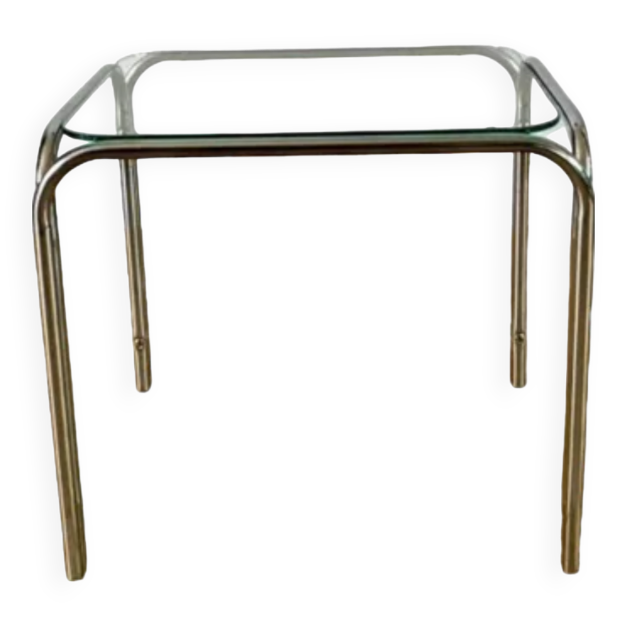 Glass and chrome coffee table 70s H37 x L33 x D29