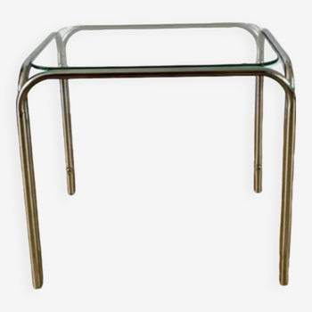 Glass and chrome coffee table 70s H37 x L33 x D29
