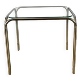 Glass and chrome coffee table 70s H37 x L33 x D29