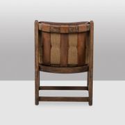 Pair of oak armchairs, upholstered in leather. Work from the 1960s.