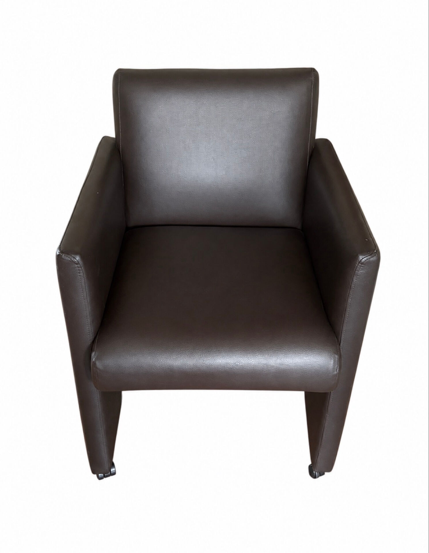 Modern armchair in brown faux leather