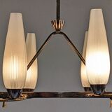 Lustre à 8 feux en laiton, années 50-60