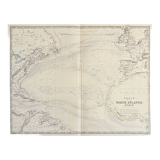 Map of The Northern Atlantic Ocean c1869 Keith Johnston Royal Atlas Hand coloured map