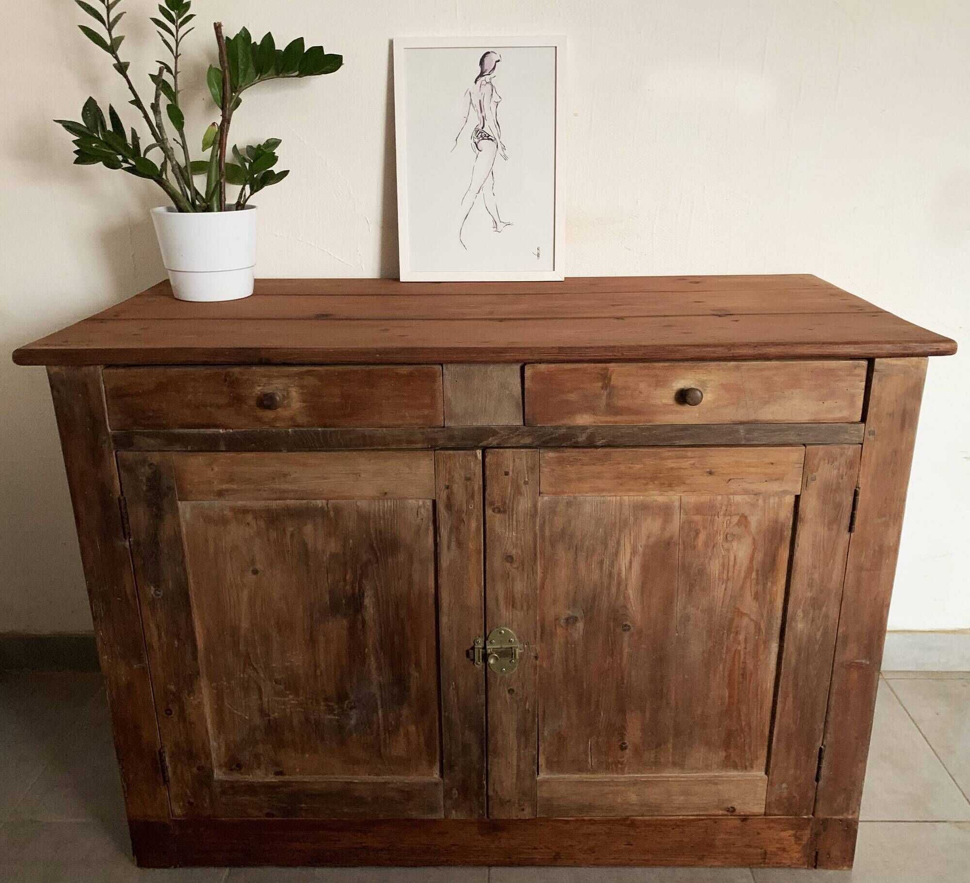 Vintage parisian buffet of the 50s in oak wood