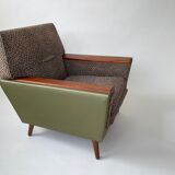 Pair of 1950s Lounge Chairs with Teak Arms
