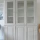 Display case 2 bodies patinated pearl gray waxed finish.