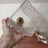 Pair of chiseled glass portable lamps