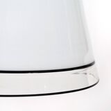 White glass ceiling light with black edges, 1970s.