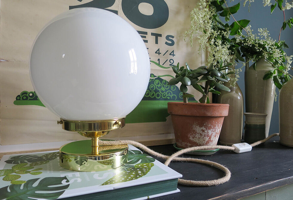 White opaline globe lamp