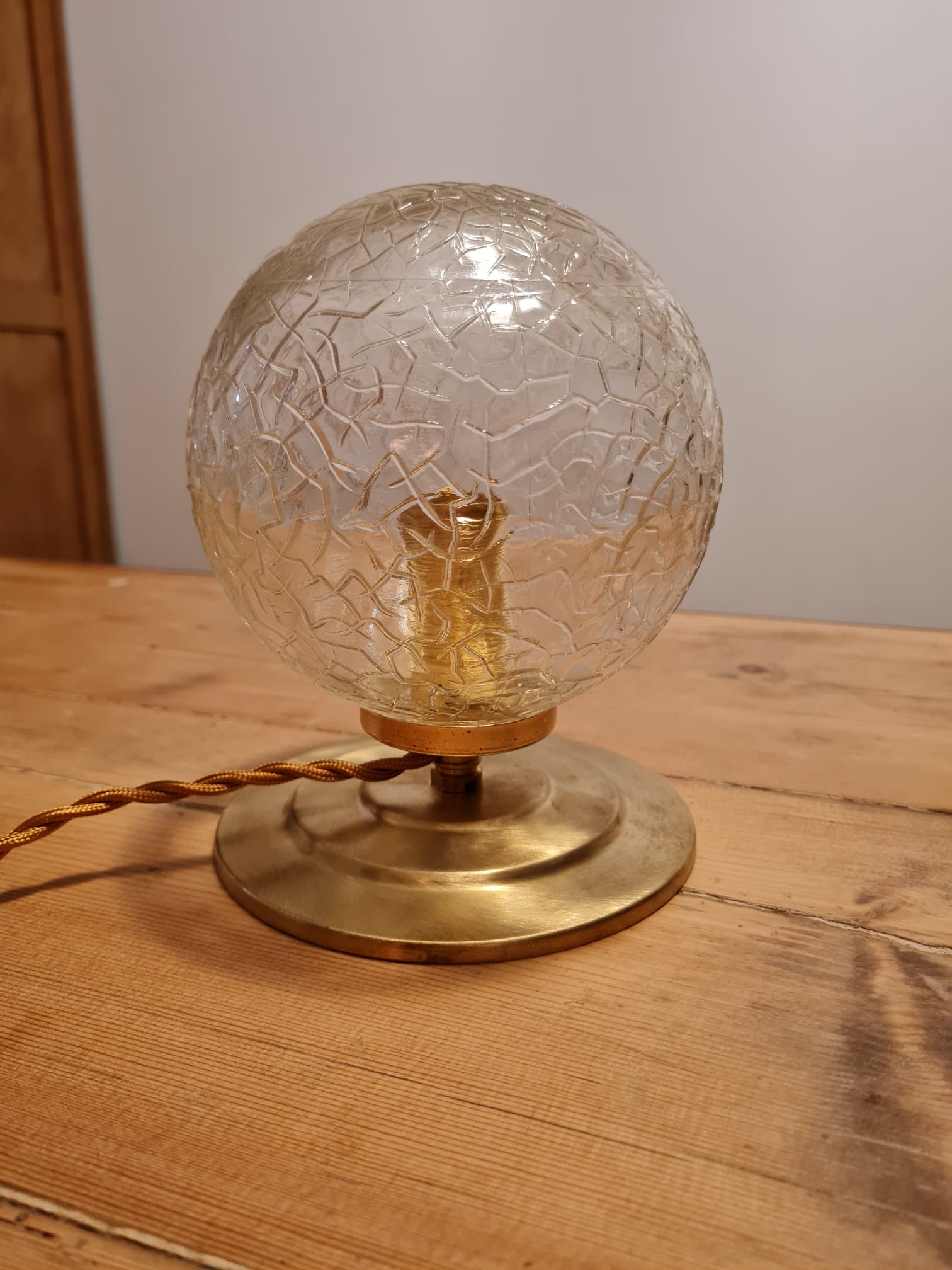Vintage globe table lamp in molded glass