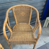 Pair of 80's rattan armchairs