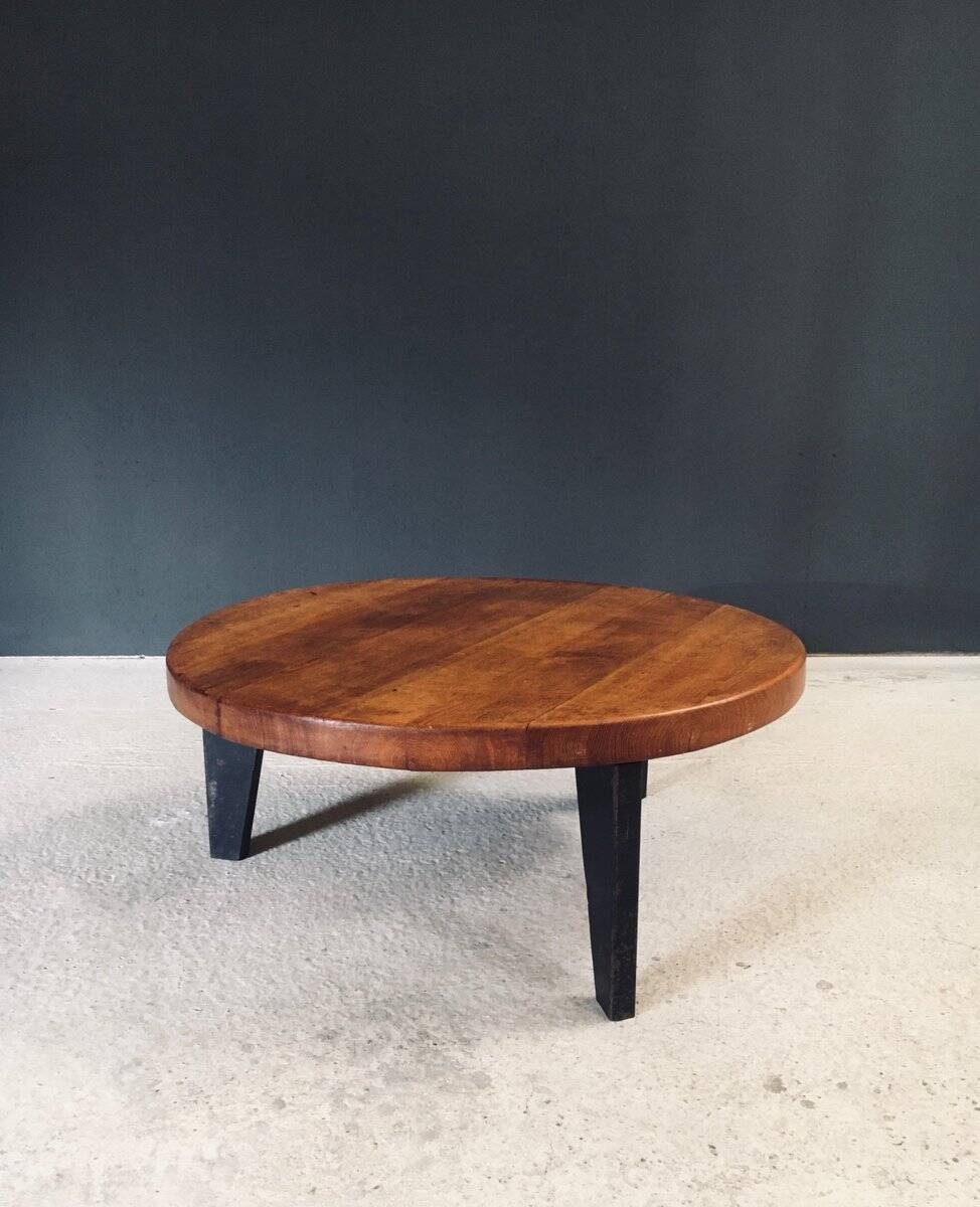 Mid-Century Industrial Tripod Coffee Table, France, 1950s