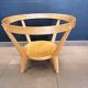 Round wooden coffee table, glass top, Czech, 50s, Kozeelka & Kropacek
