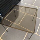 Vintage glass and brass coffee table