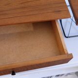 Pair of hanging bedside tables in teak and metal, 1960
