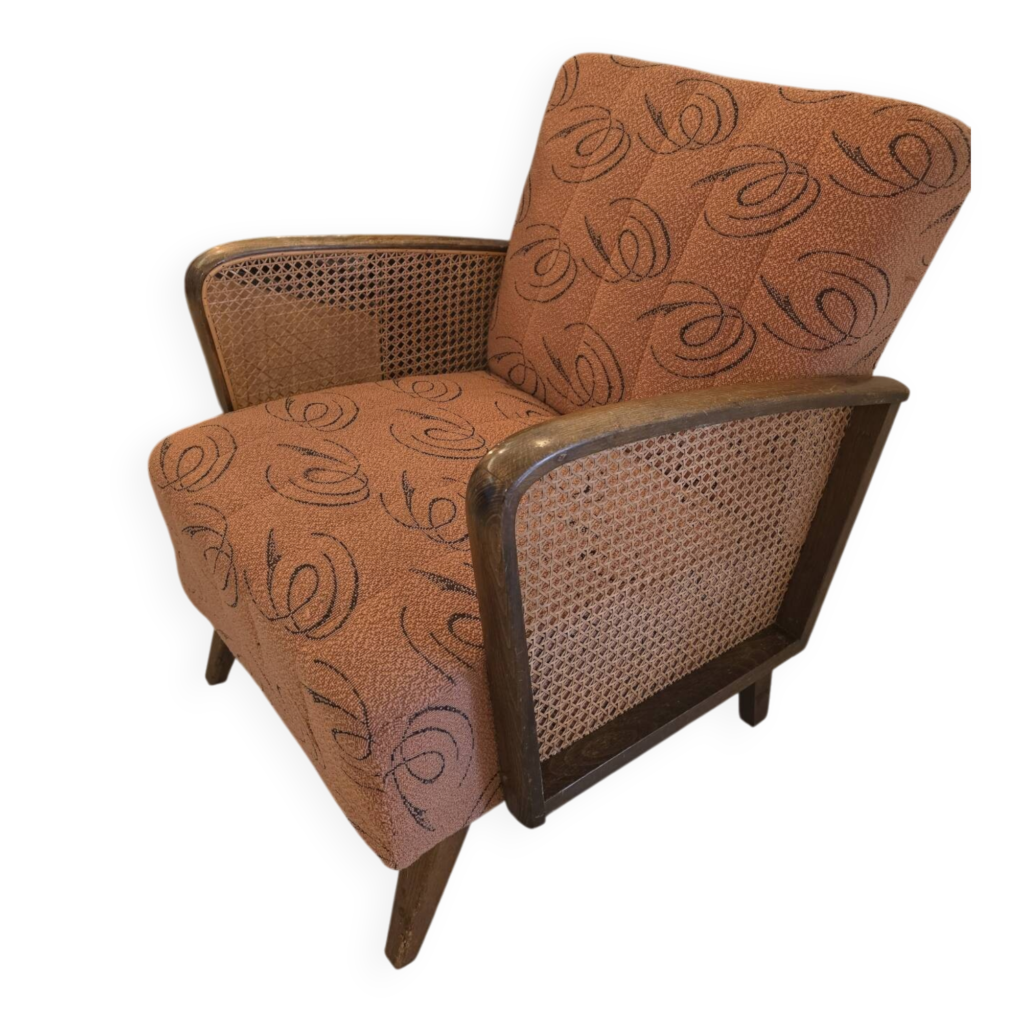 Art Deco armchair with caning