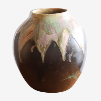 Flamed stoneware vase signed