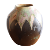Flamed stoneware vase signed