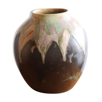 Flamed stoneware vase signed