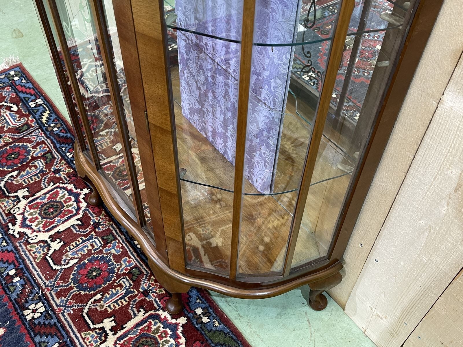 English walnut showcase from the 1930s