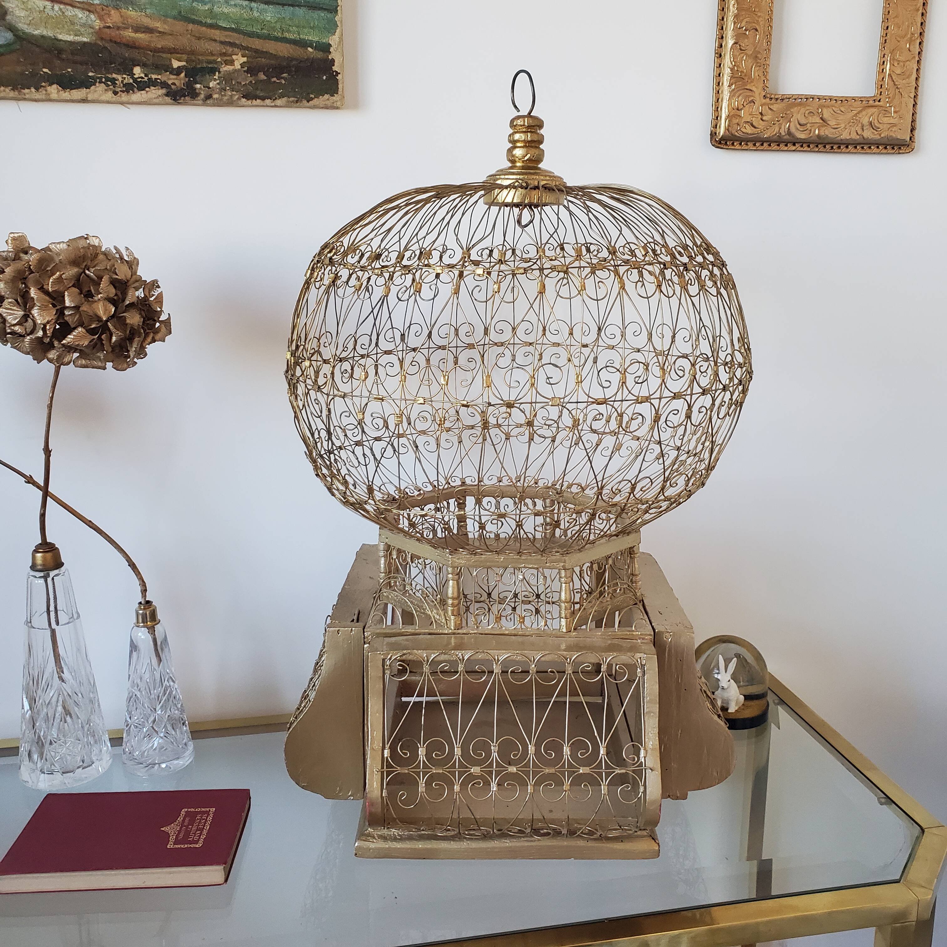 Large golden bird cage