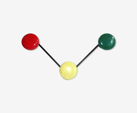 Porte-manteaux 3 patères couleurs années 50