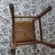 Stool solid wood seat straw feet patinated dp 0922131